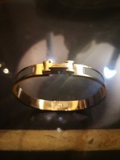 bracciale hermes placcato oro con laccatura grigia