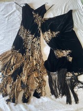 Abito nero-ocra elegante donna con stola - Atelier Teresa Michelio Taglia 42 
