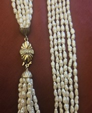 Collana vere Perle acqua  dolce con chiusura gioiello argento 800 dorato 