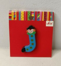 SPILLA Vintage, GIOIELLO ANNI '90 - SEVI, LEGNO, ALFABETO LETTERA J - PAGLIACCIO