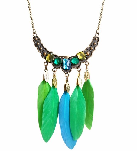 Collana piume bronzo con - di,