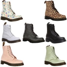 Dr MARTENS 1460 Pascal Donna 8 Occhio Pelle Stivali IN Bianco Sporco Misura UK 3