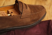 Scarpe mocassini John Lobb Lopez in camoscio marrone da uomo UK 9,5 E US 10,5 EU 42,5 E