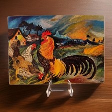 ANTONIO LIGABUE GALLO CON GALLINE - Annullo Palazzo Bentivoglio Gualtieri 1975