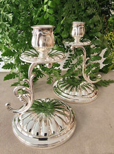 Coppia Portacandela realizzati interamente in Argento 800 nuovi, candelieri  n 4