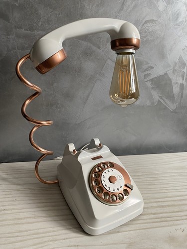 Telefono lampada retró bianco - telefono,