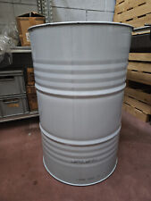 Fusto in metallo- CON AMMACCATURA-grigio usato per olio alimentare  200lt vuoto