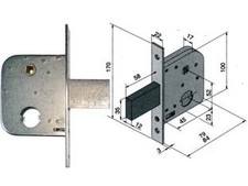 SERRATURA DA INFILARE PER CANCELLI CON QUADRO CATENACCIO E SCROCCO 075  mm.45...