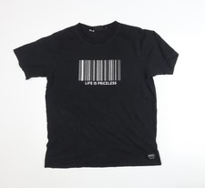 T-shirt uomo WESC nera L stampa grafica la vita non ha prezzo