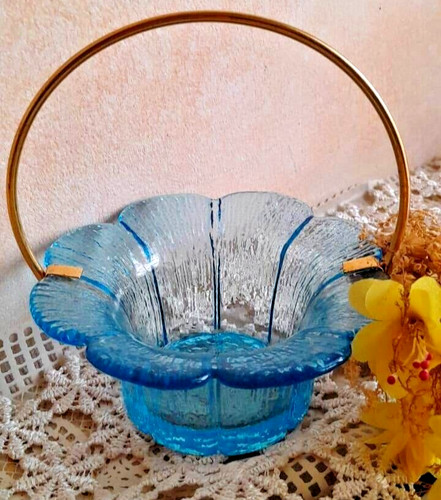 Ciotola cestino vetro - blu, anni