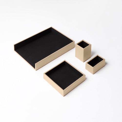 Set scrivania pelle beige - set,