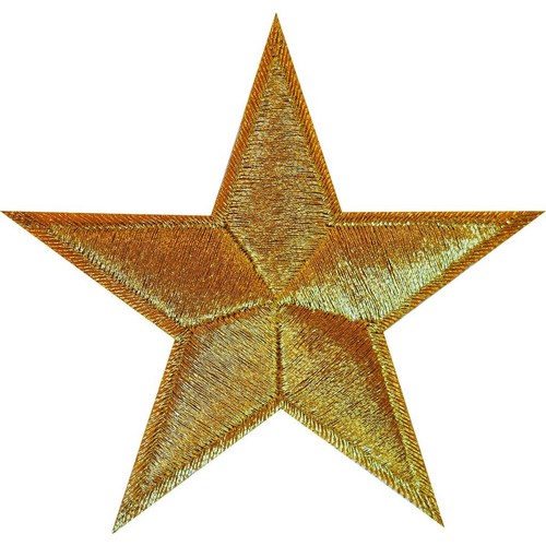 Gold star iron patch sew - gold,