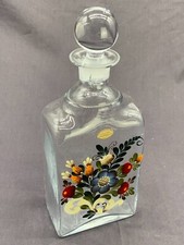 GRANDE VECCHIA BOTTIGLIA DI LIQUORE IN VETRO SOFFIATO DIPINTO A MANO ALTEZZA 27 cm