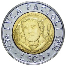 500 LIRE 1994 - LUCA PACIOLI - ITALIA - FDC UNC -