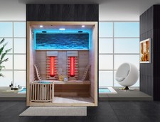 SAUNA FINLANDESE E INFRAROSSI - 170X120 CM MOSAICO USB PC BLUETOOTH 4 POSTI LED