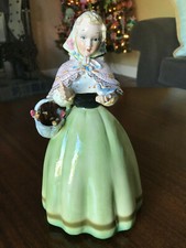 Vintage Elsa Lagorio giovane donna con uccellino e cesto in legno acceso L.E. 80 Italia 9"