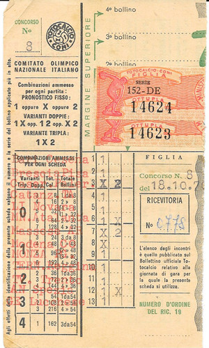 Ottobre 1970 schedina - ottobre,