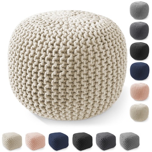 Cotton pouf ottomans - pouf, knit