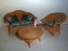 Miniature Dollshouse 1/12" Barbara Richmond Wicker Furniture Vintage Set A