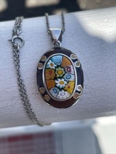Collana fiori ALAN K DESIGNER MILLEFIORI MURANO floreale ARGENTO STERLING 925
