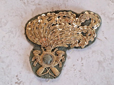 NO-WW2-Fregio Berretto Ufficiale Bersaglieri-vintage-ricamo-canutiglia-oro-World