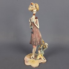 Scultura In Ceramica Adriano Colombo Lo Scricciolo Donna In Posa Vintage XX Sec.