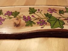 Dipinto a mano su legno naturale di Ginepro Toscano- Malva Officinalis