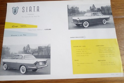 Siata coupè 1200 - 1200, depliant