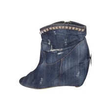 Stivali con zeppa in denim