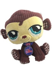 LPS LITTLEST PET SHOP - VIPS BROWN MONKEY - PLUSH, SOFT TOY - HASBRO - RARE