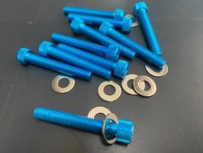 KIT 10 VITI IN ERGAL TESTA BRUGOLA CON RANELLA ACCIAIO ANODIZZATE BLU M6X40