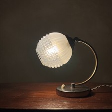 Lampada vintage Art Decò anni 30 struttura in ottone nichelato e vetro prismato