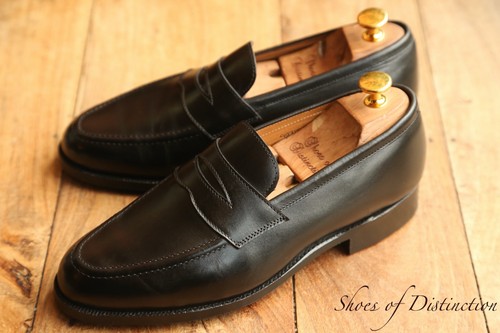 Tricker black leather penny - black,