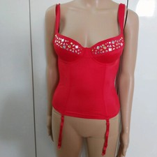 YAMAMAY sexy top corsetto reggicalze 2 B reggiseno con ferretto imbottito rosso