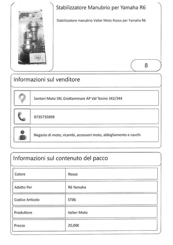 Stabilizzatore manubrio valter - manubrio,