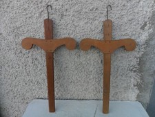 LOTTO DI 2 ANTICHI ATTACCAPANNI APPENDINO GRUCCIA STAMPELLA IN LEGNO - ANNI 50