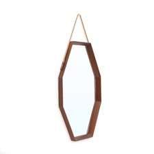 Teak Frame Octagonal Mirror