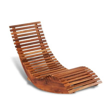 Lettino Prendisole a Dondolo in Legno di Acacia