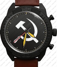 Soviet Bandiera Martello Falce Comunismo USSR Cccp Stile Militare Pelle Polso