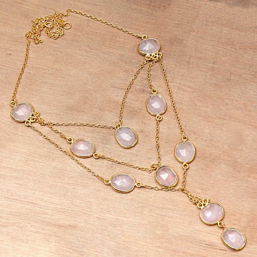 Collana rosa quarzo - rosa,
