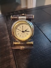 SVEGLIA DA VIAGGIO VINTAGE DALVEY PELLE MARRONE USATA MADE IN SCOZIA-D1A