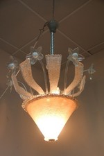 Lampadario Art Decò in Vetro