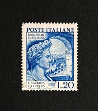 RARO Francobollo Repubblica 1949, 20 Lire, " Bimillen. Catullo " NON CENTRATO 