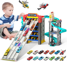 Macchine Pista Bambini, Piste Da Corsa Con 5 Piani Garage, Giocattolo Pista Spir