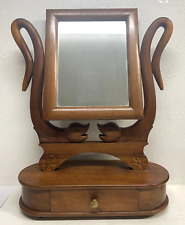 ANTICA PSICHE LEGNO NOCE SPECCHIO BASCULANTE CASSETTO EPOCA '900 IMPERO CARLO X