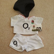 Costruisci un Orso Bianco Inghilterra RUFC Rugby Player Outfit Shorts Shirt Scrum Cap Kit