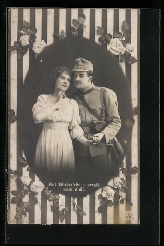 Cartolina donna con soldato