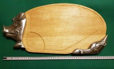 Tagliere vassoio in legno e metallo argentato piatto portata per carne 