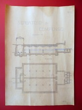 Progetto Disegno China Serbatoio di Compenso Sezione A-B Pianta Scala 1:100 1907