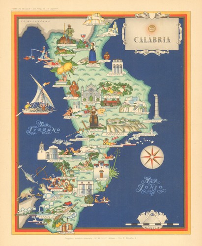 Calabria pictorial map - , by